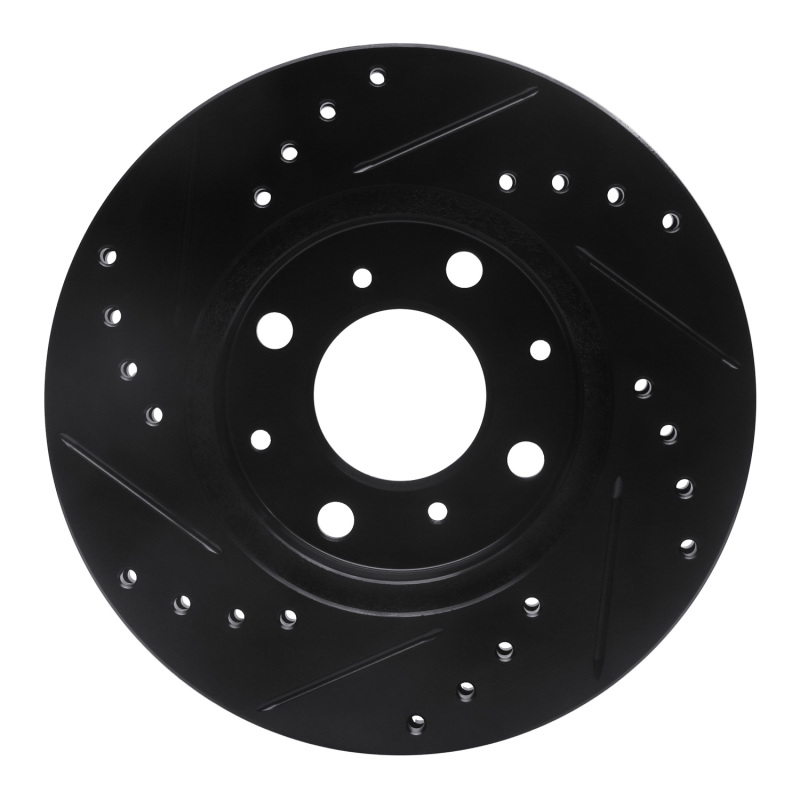 Honda Civic Brake Rotor (1) - Front Right - R1 Concepts - Drilled & Slotted - Black - `90-`00